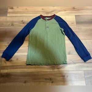 Eddie Bauer Kids Long Sleeve Henley Tee - Olive and Navy